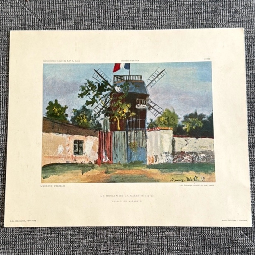 3/$25 Vintage Maurice Utrillo Print Le Moulin de la Galette 1913 Numbered - Picture 2 of 11